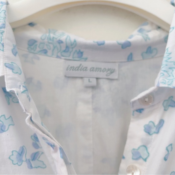 India Amory Julia Amory Dress Blue & White Sz L - Picture 6 of 9